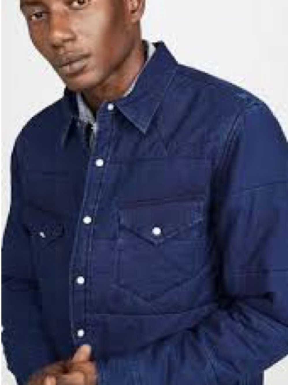 Madewell Men's Quilted Button-Up Jacket in Navy